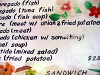 Cantina Menu